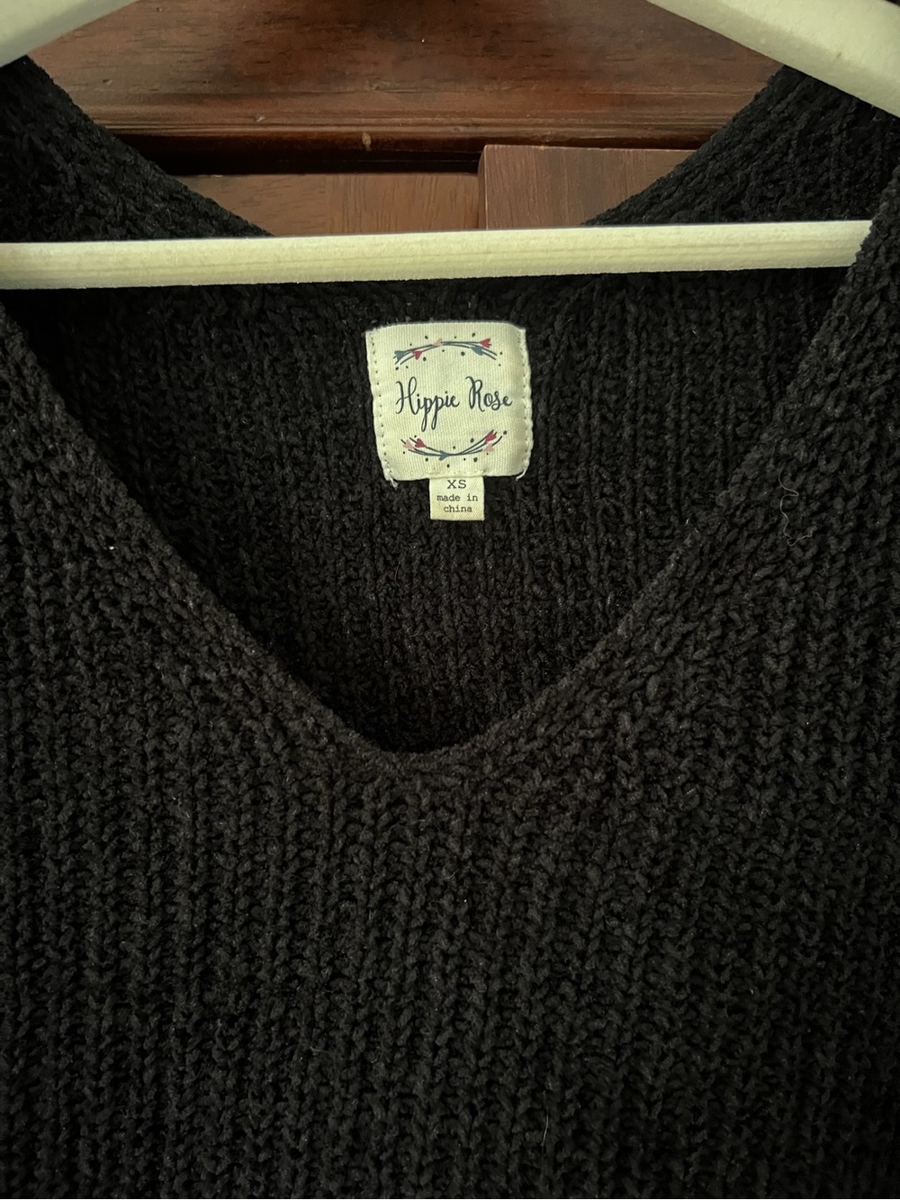 Hippie Rose Black V-Neck Knit Sweater